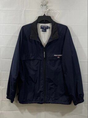 Vintage 90s Polo Sport Ralph Lauren Mesh Lined Windbreaker Jacket Navy Sz Medium
